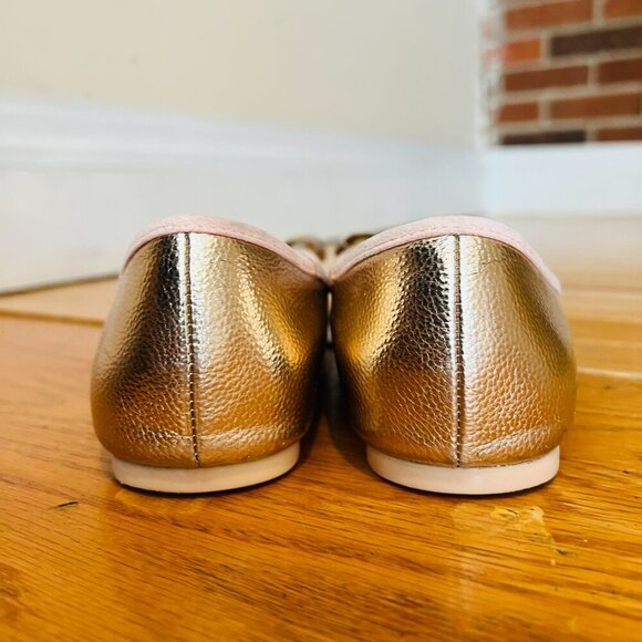 TED BAKER LONDON SATIN W/GOLD BOW BALLET FLATS WOMEN SHOES US 7.5/EU 38 - Picture 12 of 16